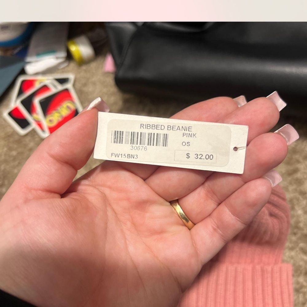 Supreme Pink Ribbed Beanie - Picture 4 of 5